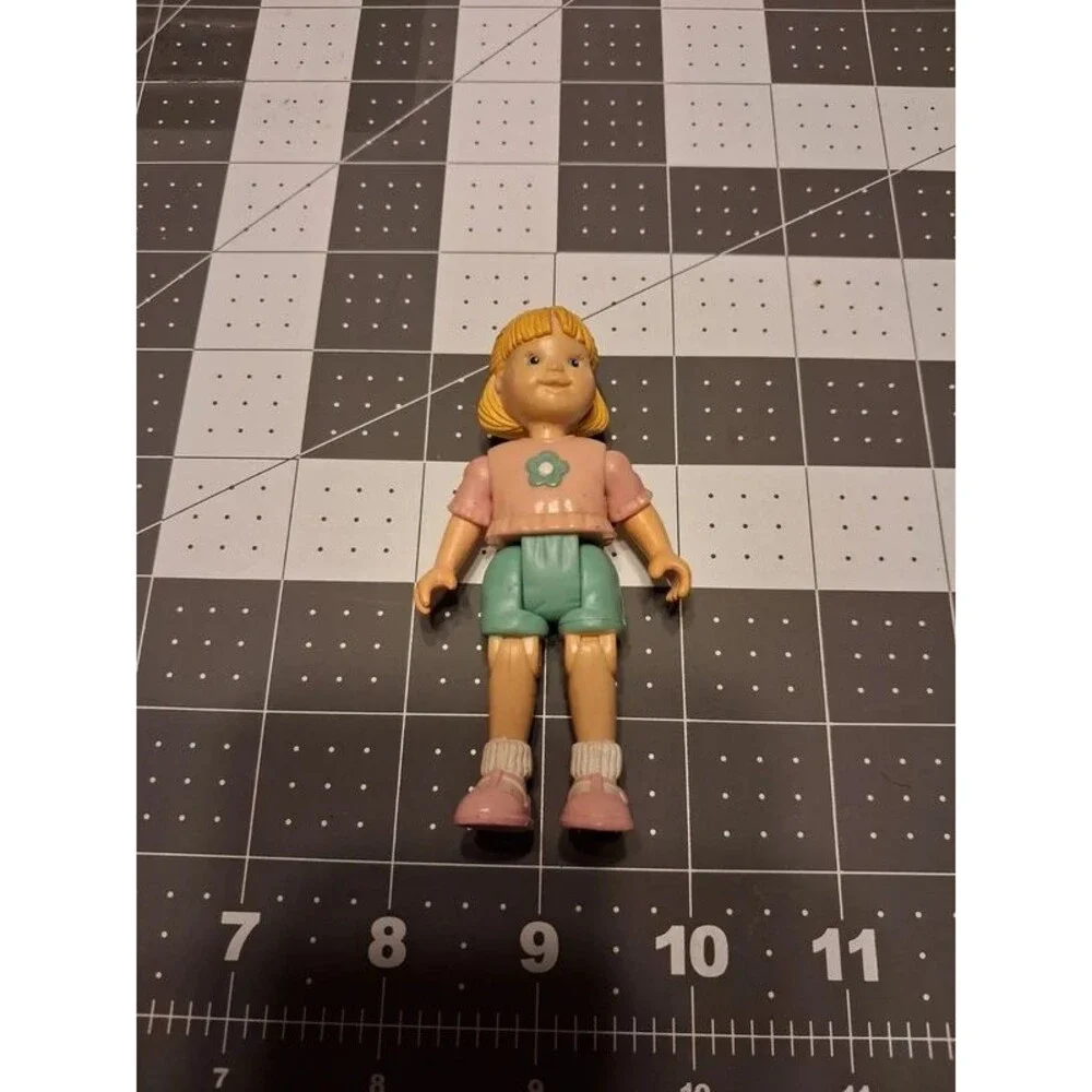 Fisher Price Loving Family Dollhouse Blonde Girl in Pink Green Flower Shirt